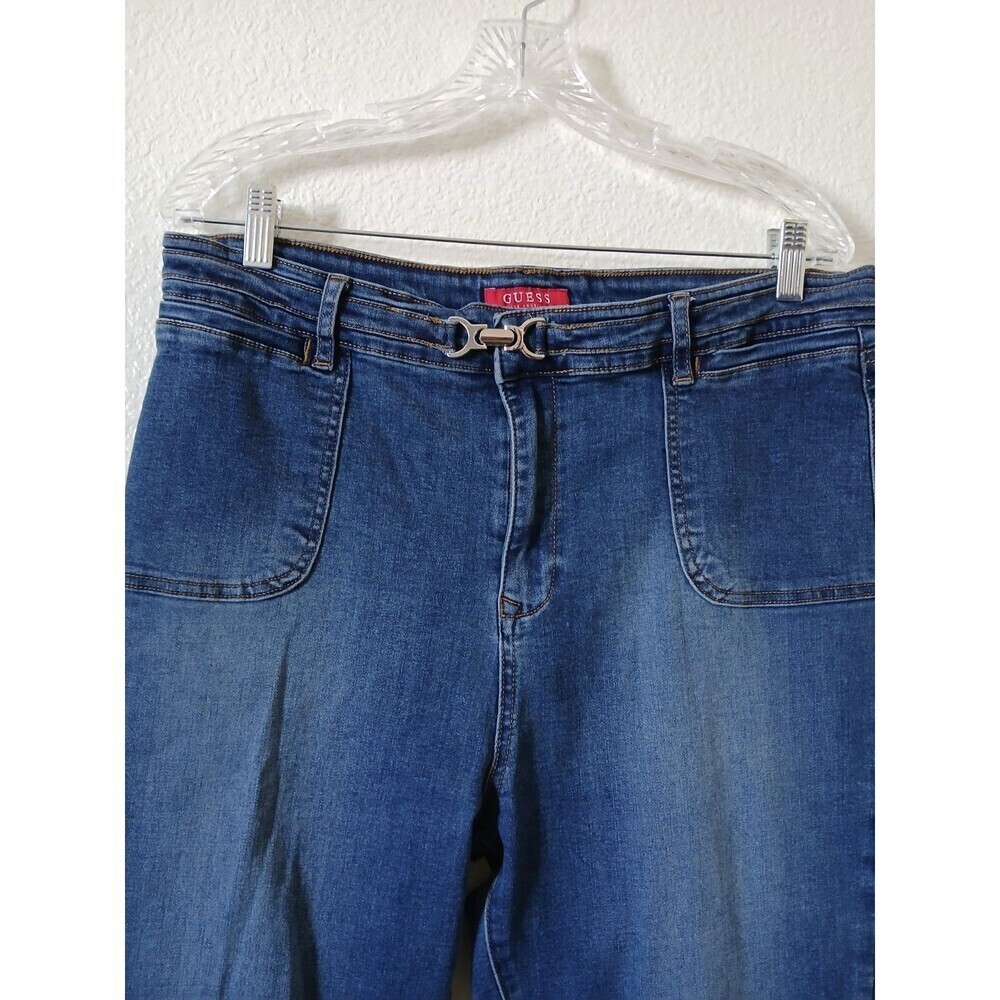 Guess Jeans Women's Jeans Blue Size 34 Wide Leg Flap Pocket Blue Denim Retro - Picture 5 of 16